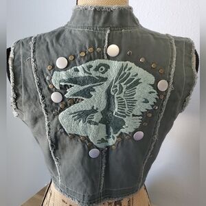 Miss Me Green Embroidered Vest